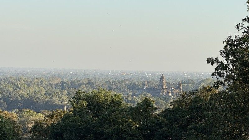 A view of Angkor Wat from the top of a hill